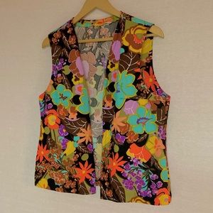 Vintage 70s Colorful Trippy Hippie Floral Vest